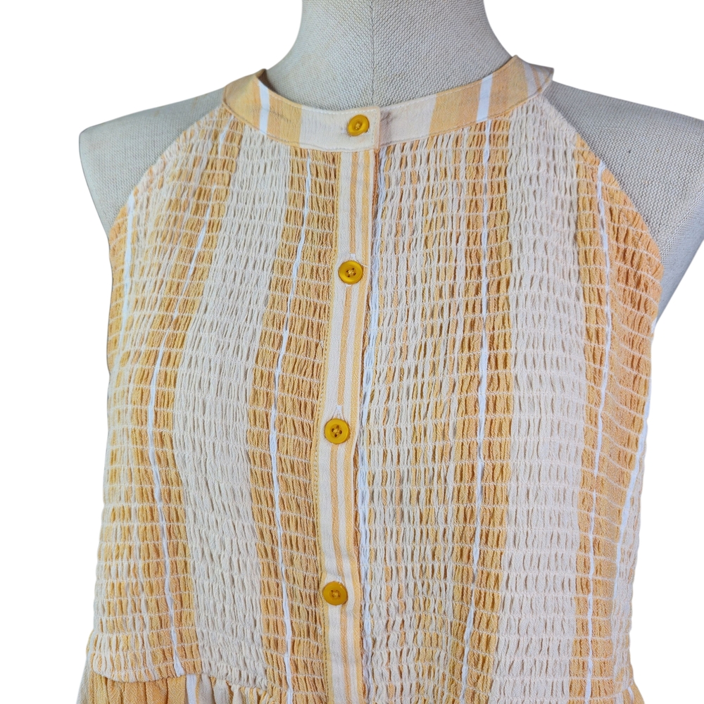 Torrid Yellow and Cream Sleeveless Button-Down Top - Picture 2 of 12